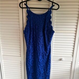 BCX Royal Blue Lace Midi Dress